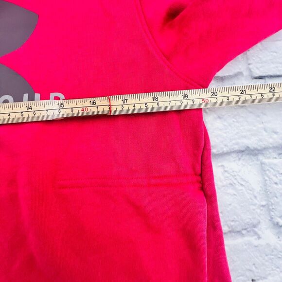 Under Armour Loose Pullover Hoodie Sweatshirt Medium Pink Logo Long Sleeve - Picture 6 of 8